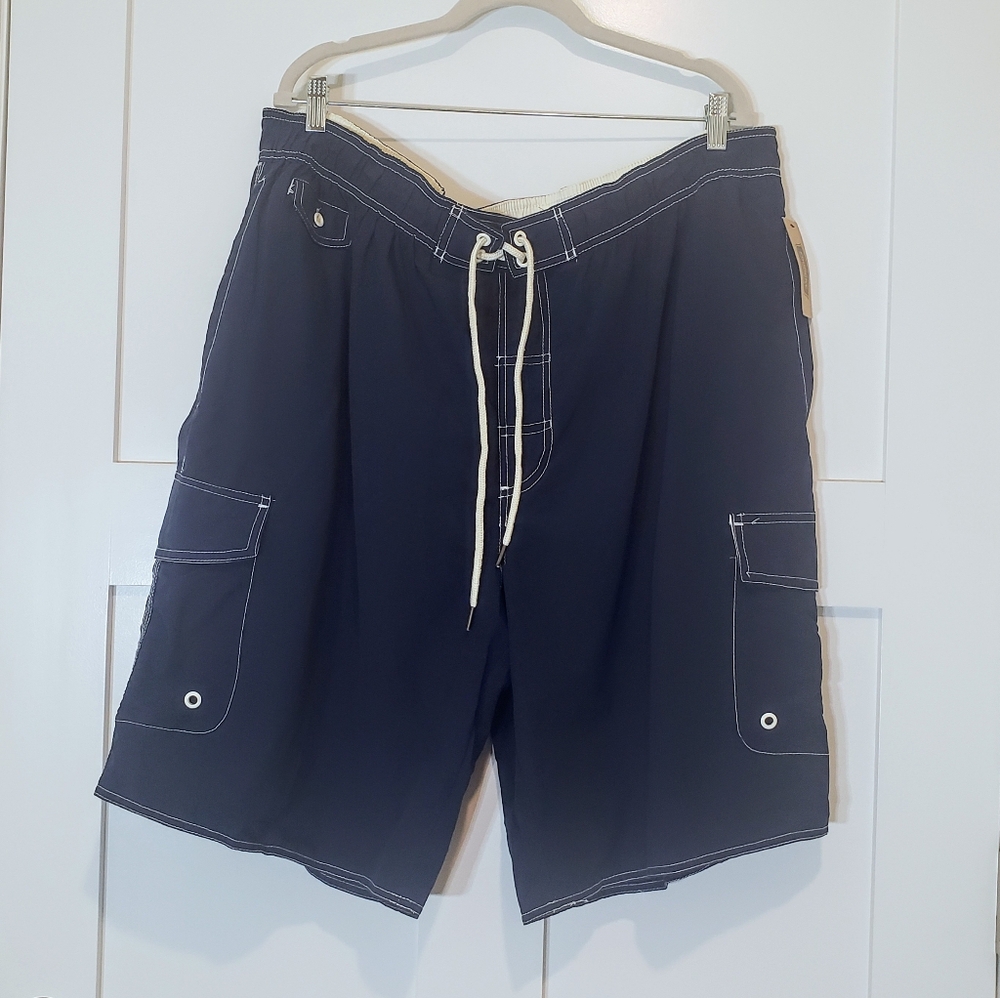 Foundry Swim Trunks New Pockets Navy Blue White Trim Size 3 X Blue Herald